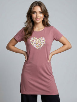Vero Amore - Woman Long T-Shirt Best for Casual Wear Peach