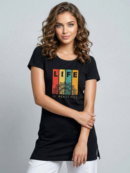 Vero Amore - Woman Long T-Shirt Best for Casual Wear Black