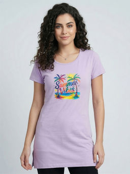 Vero Amore - Woman Long T-Shirt Best for Casual Wear Lavender