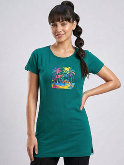 Vero Amore - Woman Long T-Shirt Best for Casual Wear Teal