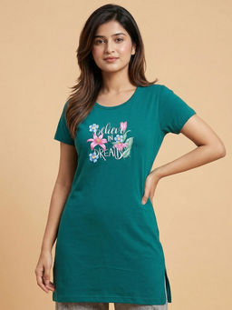 Vero Amore - Woman Long T-Shirt Best for Casual Wear Teal