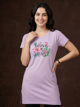 Vero Amore - Woman Long T-Shirt Best for Casual Wear Lavender