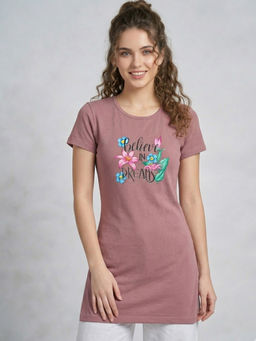 Vero Amore - Woman Long T-Shirt Best for Casual Wear Mauve