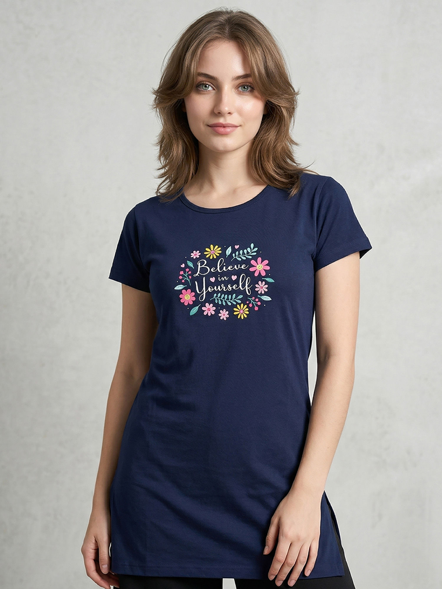 vero amore Woman Long T-Shirt Best for Casual Wear Navy Blue-picture-8