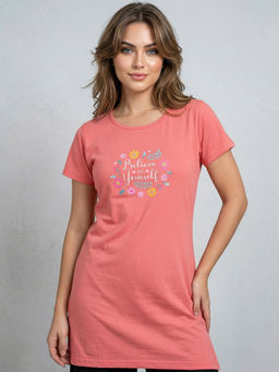 Vero Amore - Woman Long T-Shirt Best for Casual Wear Peach