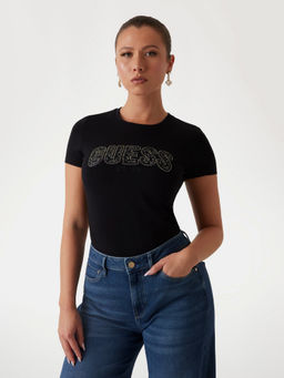 Guess - Women Solid Round Neck Short Sleeves T-Shirt