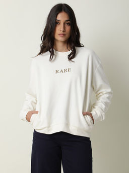 RAREISM - Graphic Print Off White Womens Sweatshirt