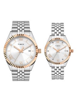 Timex - Trendline Silver Round Dial Analog Couple Watch - TW00PR343 (M)