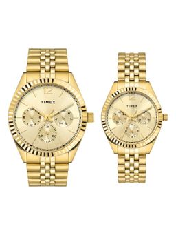 Timex - Trendline Champagne Round Dial Analog Couple Watch - TW00PR345 (M)