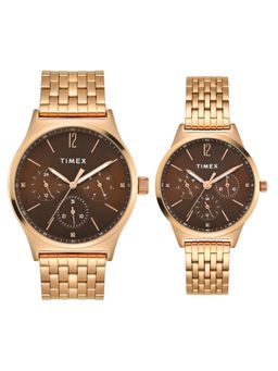 Timex - Trendline Brown Round Dial Analog Couple Watch - TW00PR349 (M)