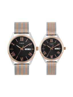 Timex - Trendline Black Round Dial Analog Couple Watch - TW00PR351 (M)