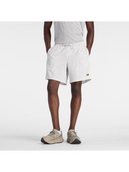 New Balance - White Polyester Solid Shorts