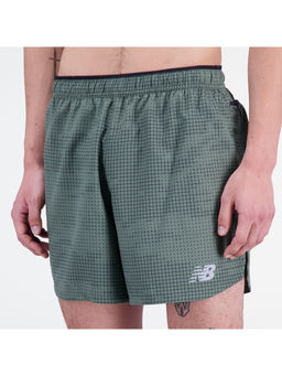 New Balance - Olive Polyester Printed Shorts