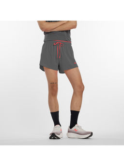 New Balance - Grey Polyester Checks Shorts