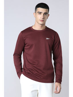 Reebok - Maroon Polyester Blend Full Sleeves Round Neck Solid T-Shirt