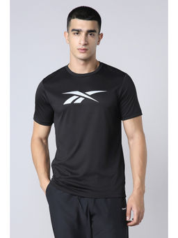 Reebok - Black Polyester Half Sleeves Round Neck Printed T-Shirt