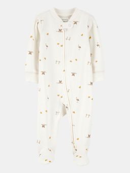 Carter's - Kids Off White Mini Bird Print Cotton Sleepsuit