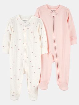 Carter's - Baby Girl Multi-Color Cotton Sleepsuits (Pack of 2)