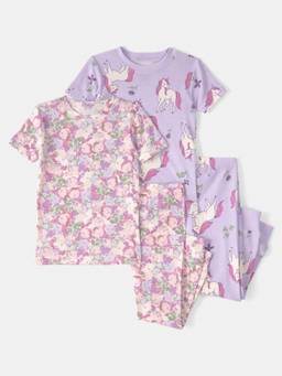 Carter's - Baby Girl Multi-Color Unicorn Cotton T-shirts & Pyjamas (Pack of 2)
