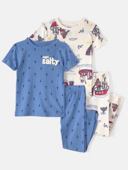Carter's - Baby Boy Multi-Color Anchor Cotton T-shirts & Pyjamas (Pack of 2)