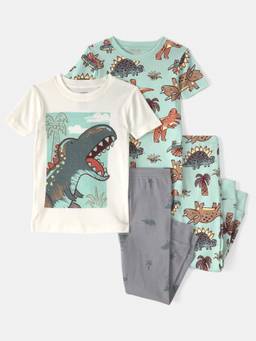 Carter's - Baby Boy Multi-Color Dinosaur Cotton T-shirts & Pyjamas (Pack of 2)