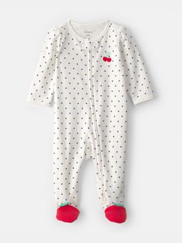 Carter's - Baby Girl White Cherry Cotton Sleepsuit