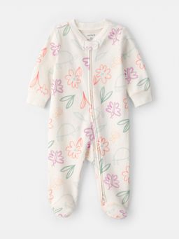 Carter's - Baby Girl Off White Spring Floral Cotton Sleepsuit