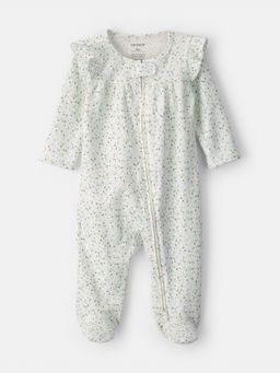 Carter's - Baby Girl White Floral Cotton Sleepsuit
