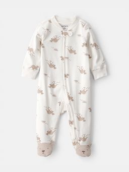 Carter's - Kids Off White Kangaroo Cotton Sleepsuit
