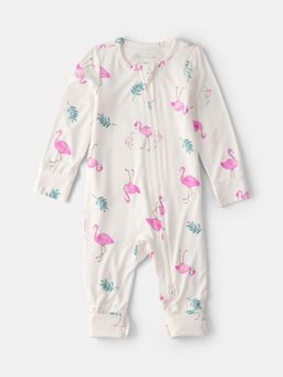 Carter's - Baby Girl Off White Flamingo Sleepsuit