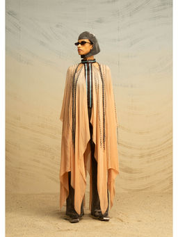 AKHL - Peach Fall Panelled Glass Cape