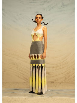 AKHL - Multi-Colour Lurex Glass & Chiffon Dress