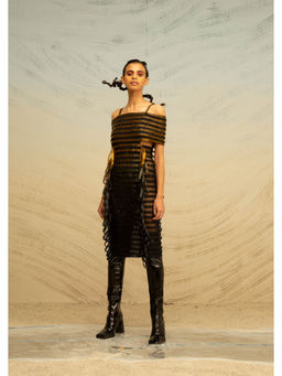 AKHL - Gold Spectrum Glass and Lurex Dress