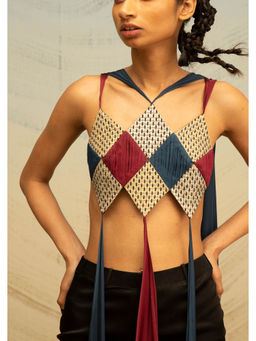 AKHL - Multi-Colour Handwoven Structured Crop Top