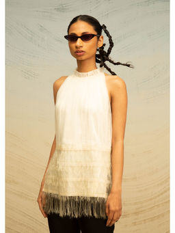 AKHL - Ivory Lurex Tulle Top