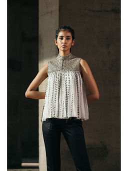 AKHL - Grey Square Yoke Gathered Top