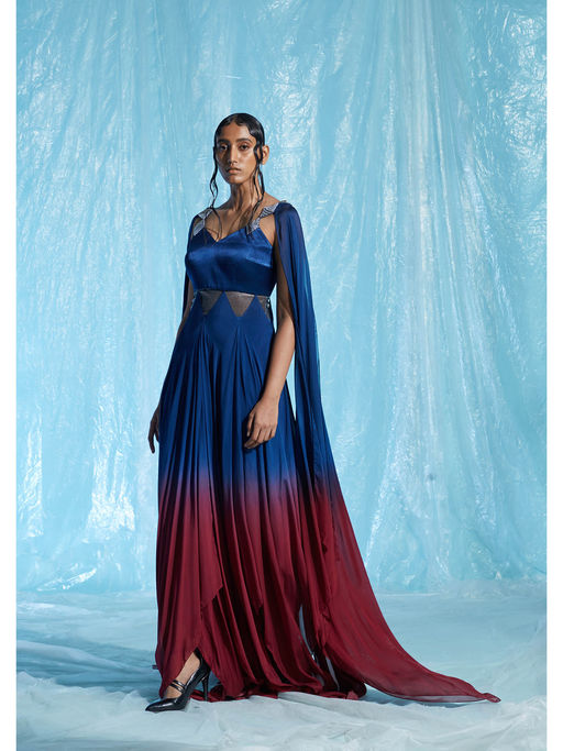 blue poplin dress White And Blue Gradient Tulle V-Neck Midi Dress With Stick Stones And –  RAISA VANESSA INT