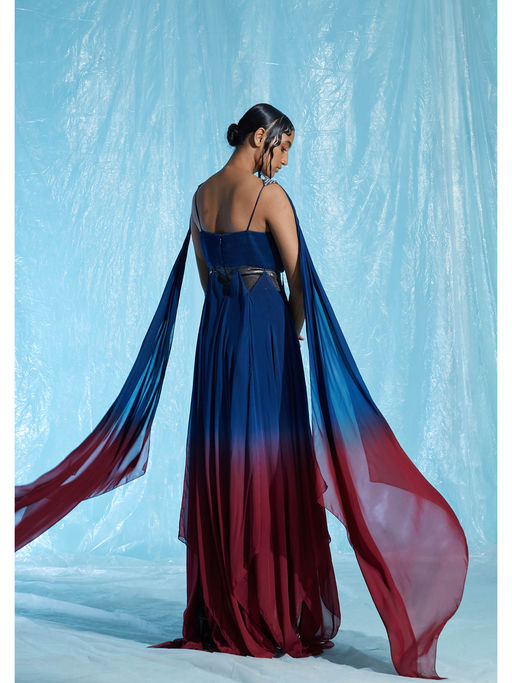 blue maid of honor dress Sample Dusty Blue Gwen Chiffon Dress