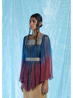 AKHL - Multi-Colour Silk-Raffia Gathered Organza Top