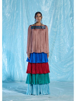 AKHL - Mauve Gathered Glass Chiffon Top