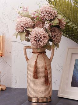 Aarvi Decor - Beige Antique Vintage Rustic Charm Ceramic Amphora Shaped Vase