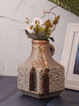 Aarvi Decor - Brown Antique Vintage Rustic Charm Ceramic Amphora Shaped Vase