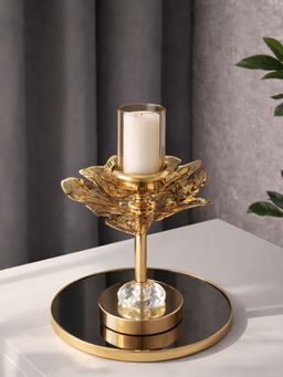 Aarvi Decor - Gold Floral Metal Glow Candle Holder