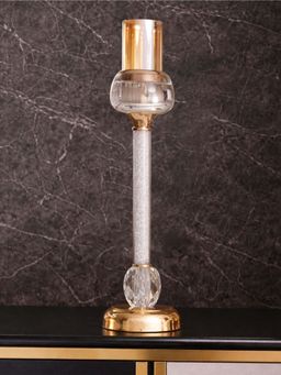 Aarvi Decor - Gold Crystal Filled Candle Holder