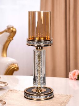 Aarvi Decor - Gold Crystal Glow Metal Candle Holder