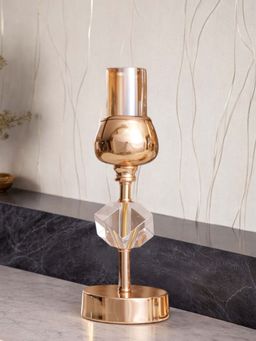 Aarvi Decor - Gold Crystal Cube Metal Candle Holder