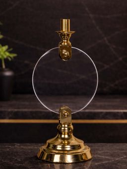 Aarvi Decor - Gold Metal & Glass Round Candle Holder