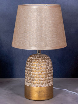 Aarvi Decor - Wooden Metallic Beige Study Desk Lamp