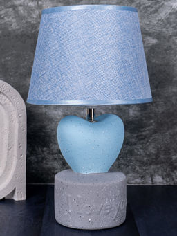 Aarvi Decor - Blue Heart Ceramic Table Lamp