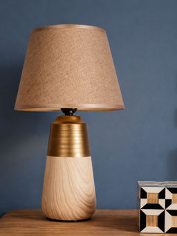 Aarvi Decor - Beige Glossy Ceramic Table Lamp